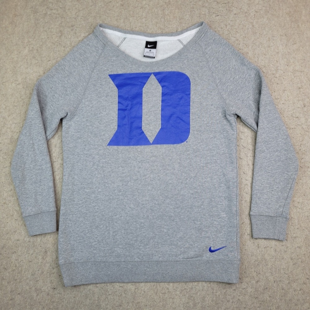 Nike Duke Blue Devils Round Neck‎ Sweater Womens Small Gray Long Sleeve Pullover